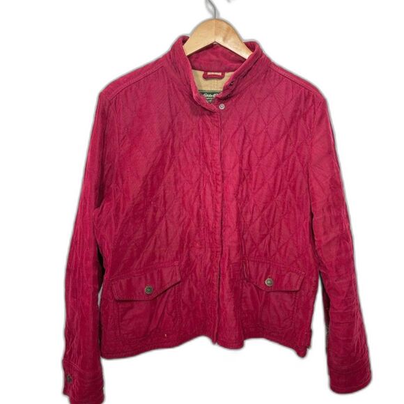 Eddie Bauer Jackets & Blazers - Eddie Bauer Vintage Jacket sz XL Quilted Magenta corduroy chore coat barn coat